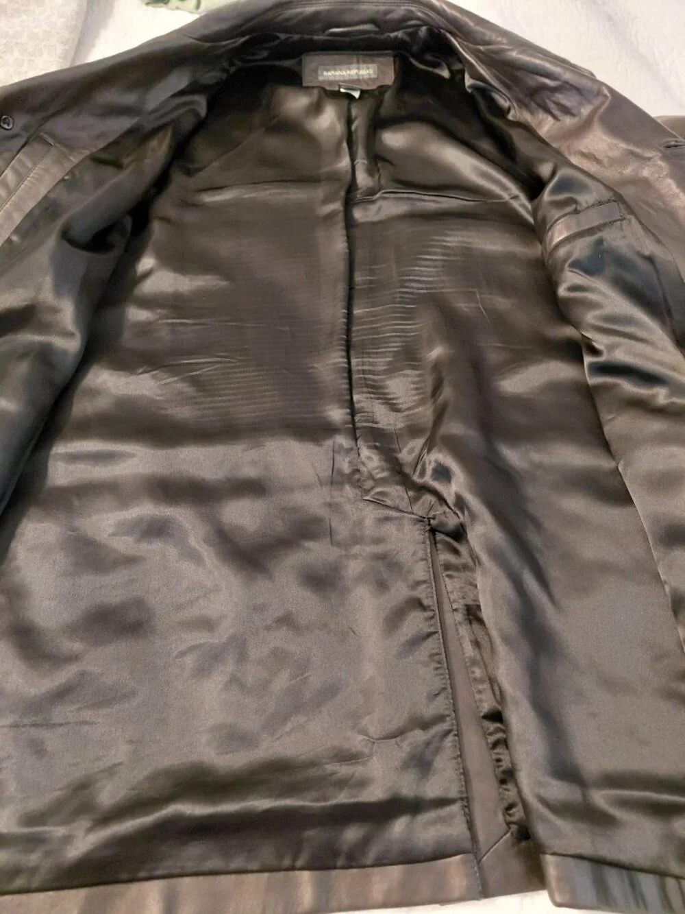 Vintage Banana Republic Black Leather Jacket Coat Button Front Medium Pockets